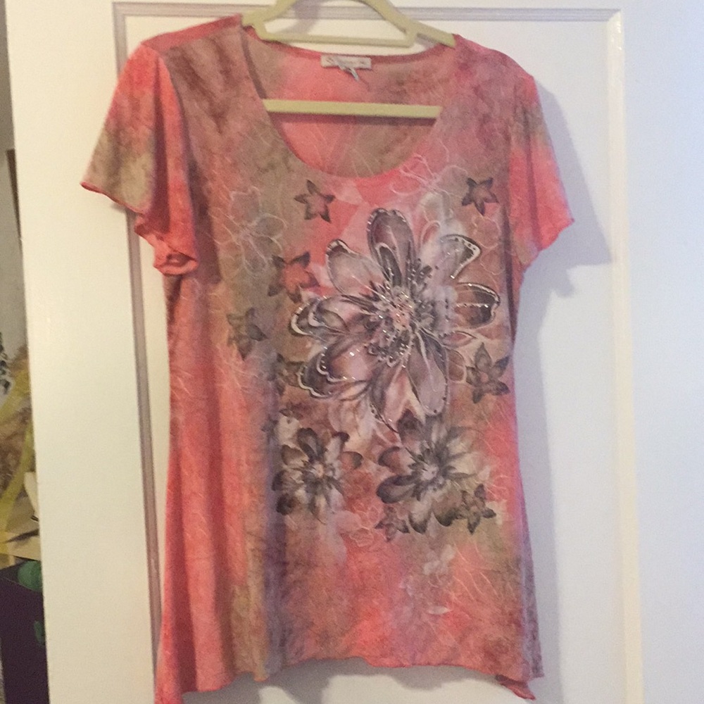 Dressbarn Shirt Tie Dye Pink medium